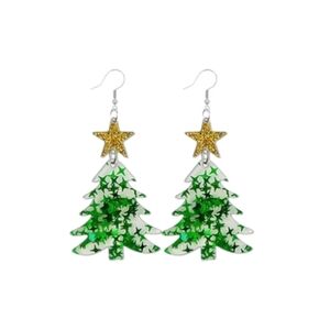 Sequin Sparkly Dangle Acrylic Christmas Tree Earrings